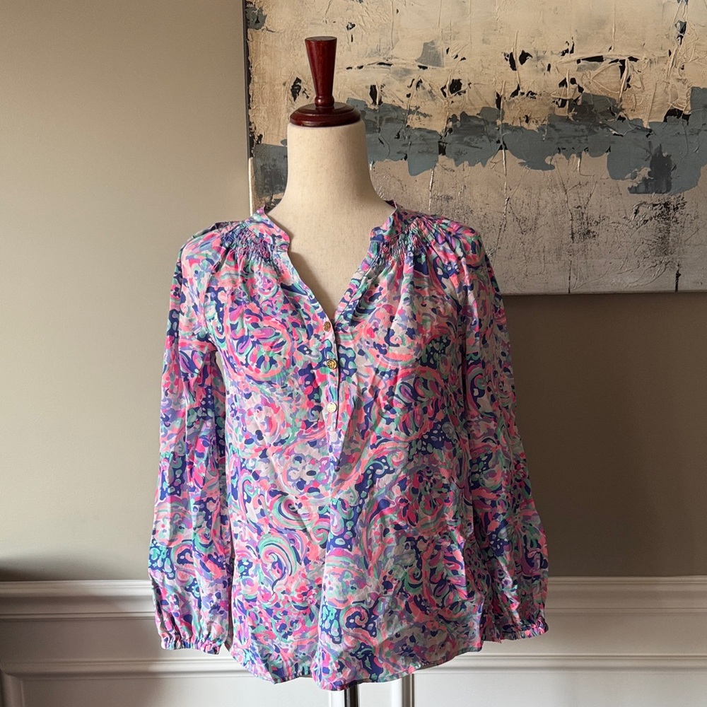 Lilly Pulitzer Colorful Women's Silk Shirt XS